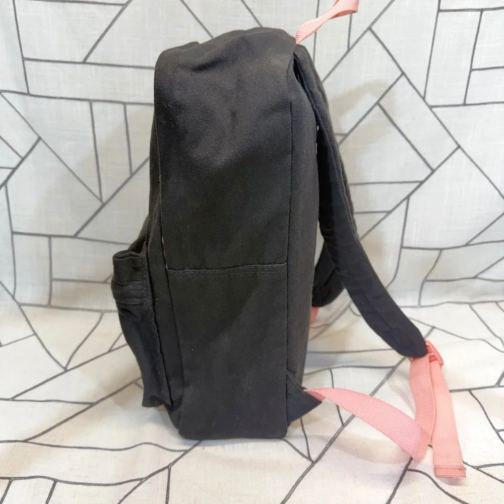Moomin Backpack Small Black Pink Canvas Floral Graphic Bookbag